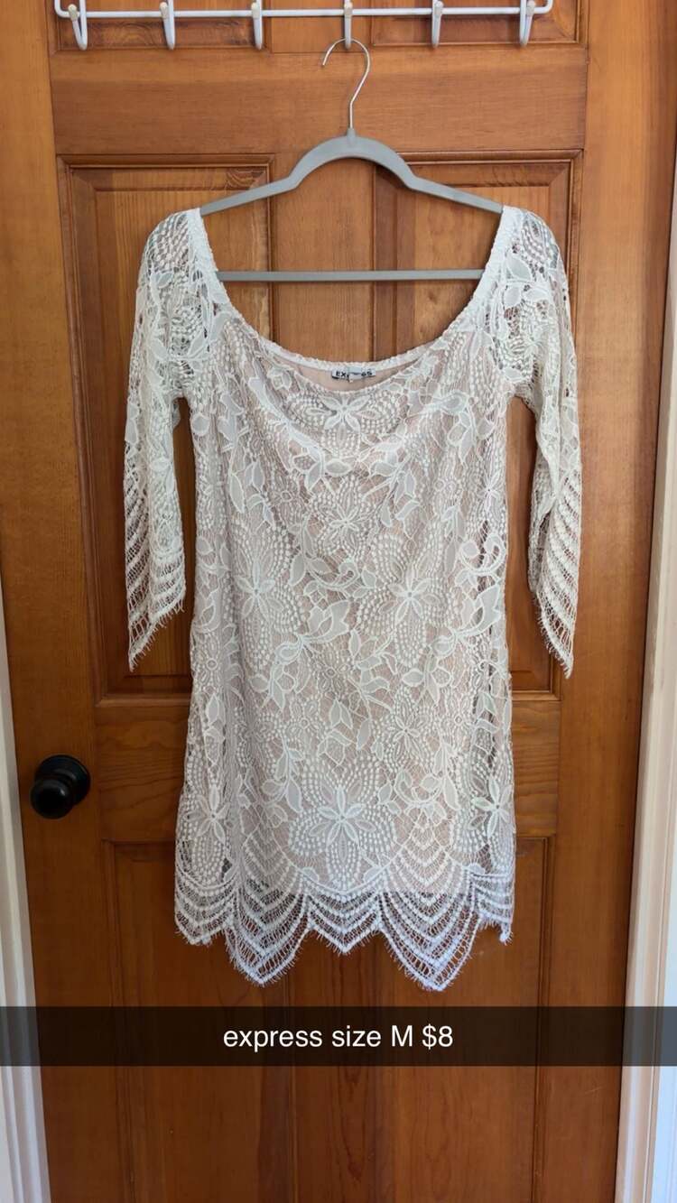 Express White Lace Off-The-Shoulder Dress Size M